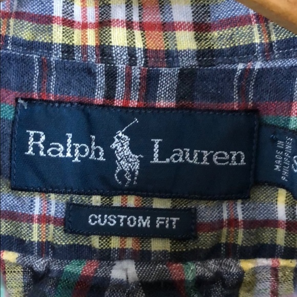 Polo Madras Short Sleeve Button Down Plaid Men’s - Picture 5 of 6